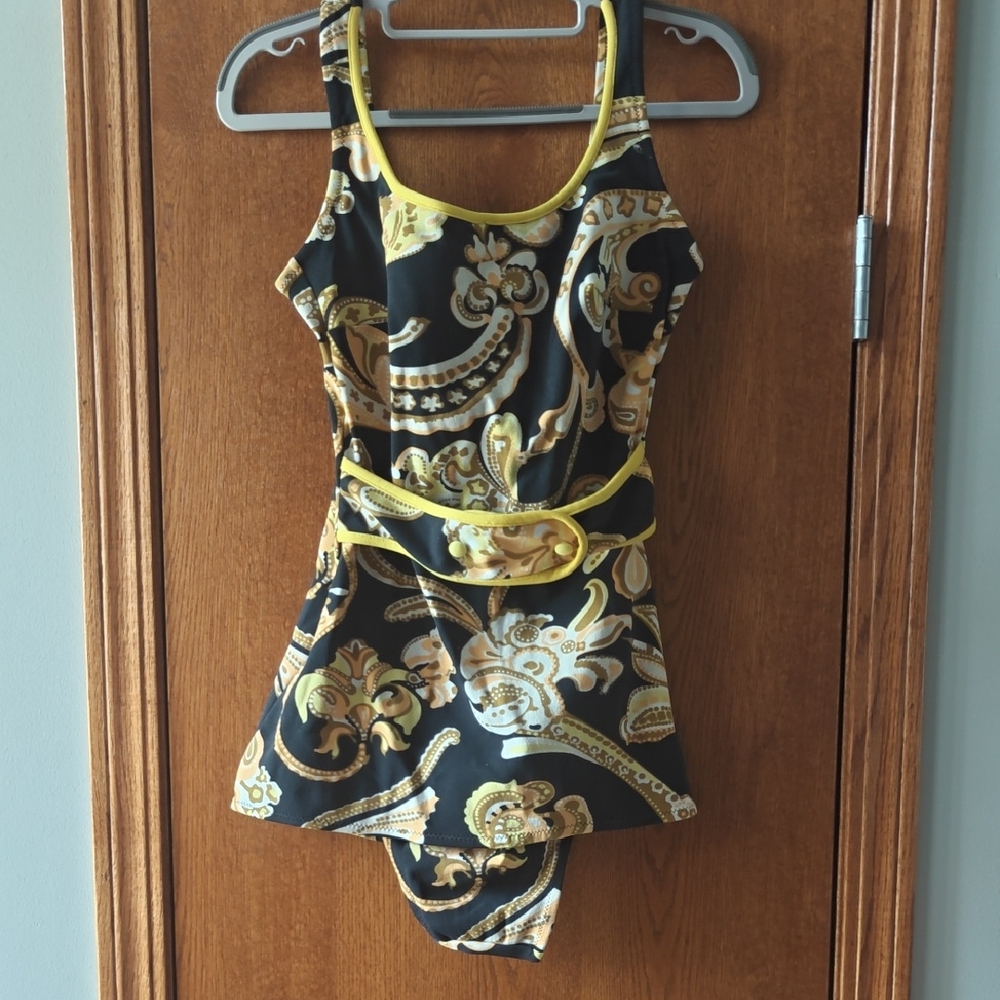 Rare Vintage Mod 60s Belted One Piece Swimsuit Versace Esq